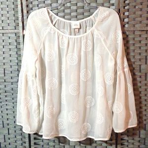 Knox Rose Sheer Embroidered Boho Blouse Plus Size 1